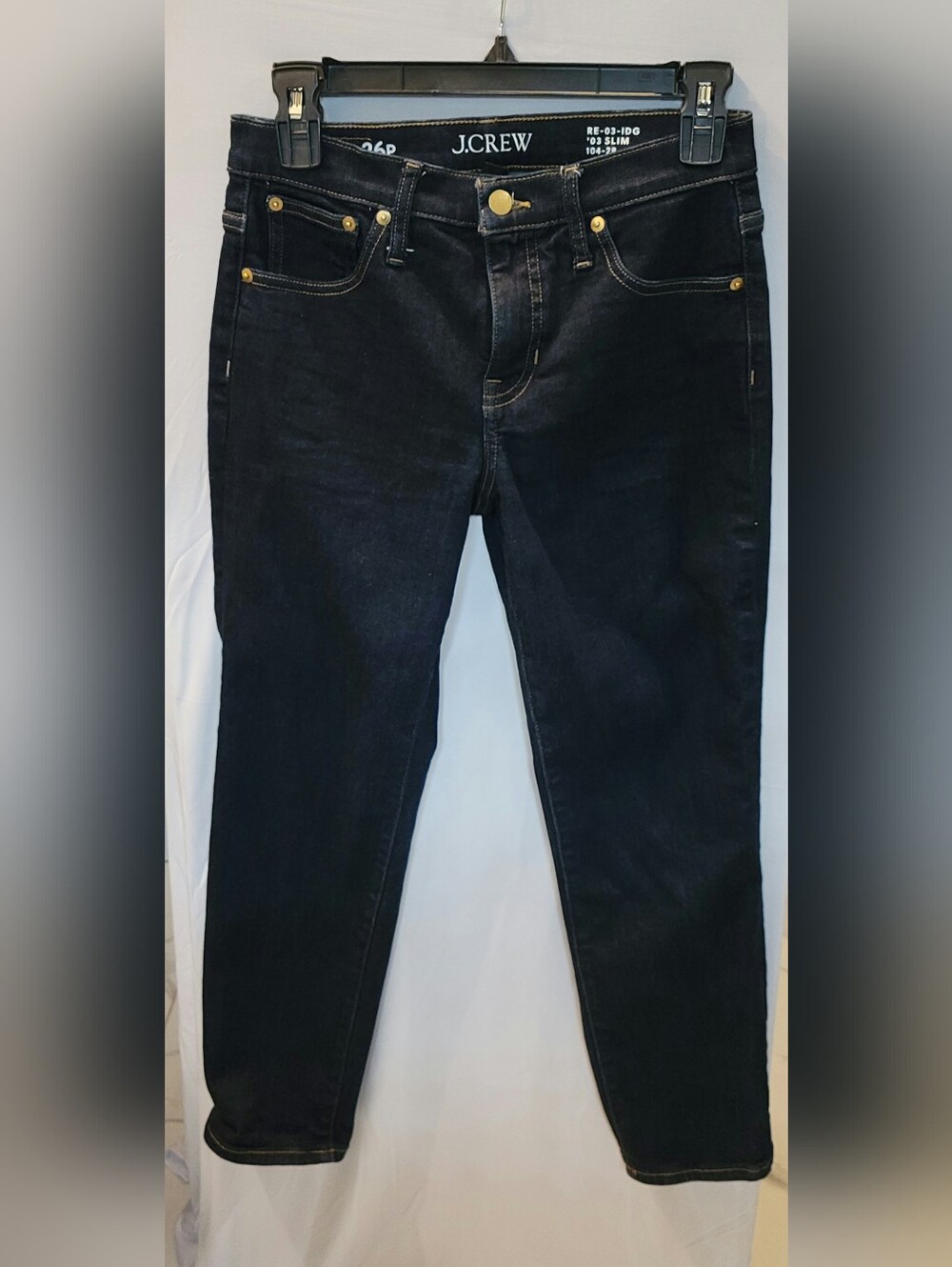 J. Crew Women's Dark Blue Slim Jeans with Gold Hardware